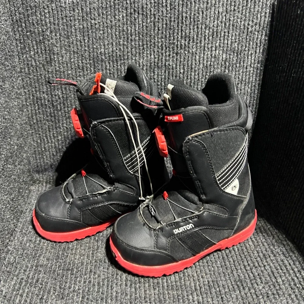 Burton Zipline Snowboard Boots Youth 4 Black Red BOA Lacing Imprint 1 Liner